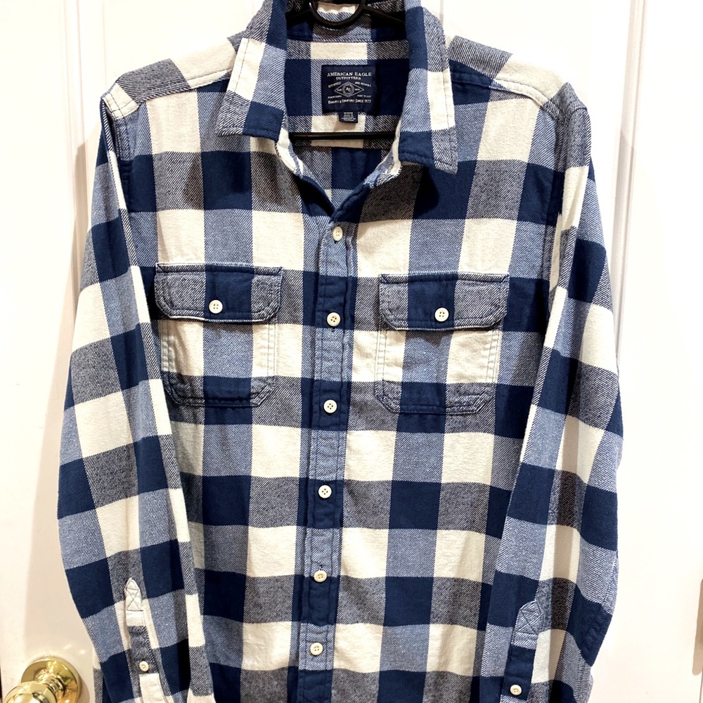 Blue plaid flannel shirt